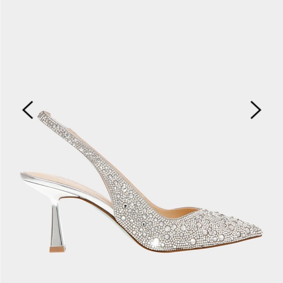 BETSEY JOHNSON Elegant Silver Slingback Heels - Picture 1 of 7